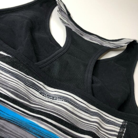 Calvin KLEIN Performance Quick Dry Blue Abstract Striped Racerback Active Tank - Picture 3 of 7